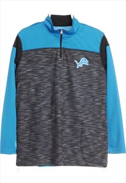 Grey NFL Lions Quarter Zip Sweatshirt - XLarge