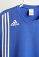 VINTAGE ADIDAS CREWNECK LOGO SWEATSHIRT BLUE WHITE SIZE M