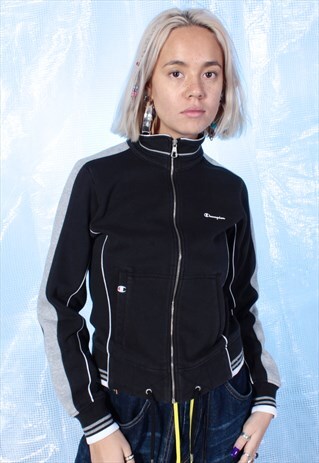 VINTAGE CHAMPION BLACK TRACK STYLE SWEATSHIRT