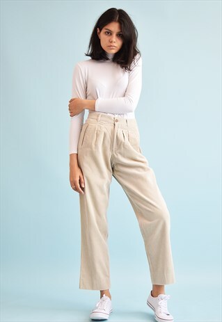 90'S SERGIO TACCHINI HIGH WAIST NEUTRAL CORDUROY TROUSERS