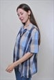 VINTAGE OVERSIZED MULTICOLOR CASUAL PAID BLOUSE 