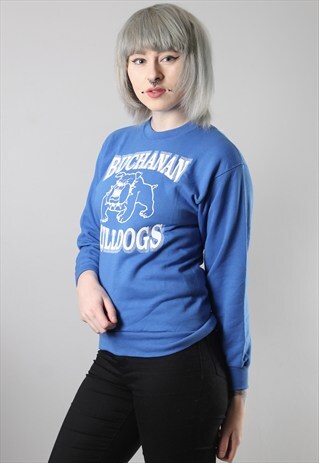 VINTAGE 'BUCHANON BULLDOGS' USA PRINT SWEATSHIRT XS
