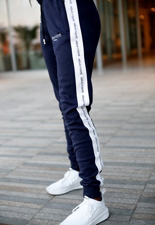 UXR STRIPE PANEL TRACKSUIT BOTTOMS -NAVY BLUE
