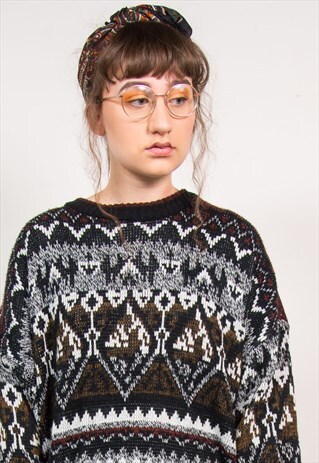 VINTAGE ABSTRACT PATTERN KNIT JUMPER