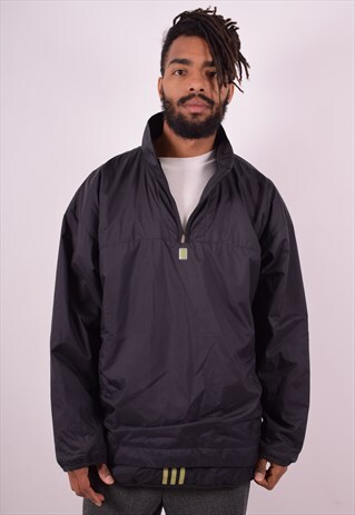 ADIDAS MENS VINTAGE PULLOVER JACKET XL BLACK 90S