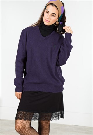 ON SALEVINTAGE 80S POLO RALPH LAUREN KNIT JUMPER / S0104