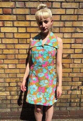 PSYCHEDELIC 70'S HALTER NECK SUMMER DRESS