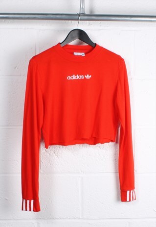 VINTAGE ADIDAS ORIGINALS LONG SLEEVE SHIRT IN RED SIZE 6