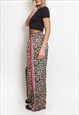 LEOPARD SIDE PANELLED FLARE TROUSERS IN BROWN