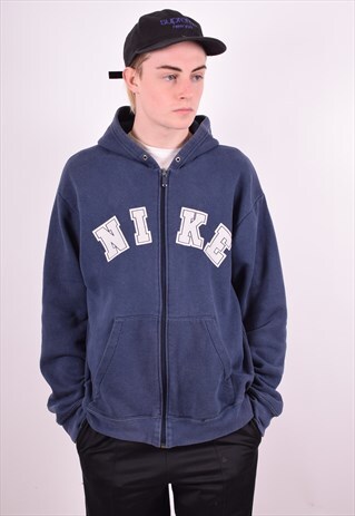 NIKE MENS VINTAGE HOODIE JACKET LARGE BLUE 90'S