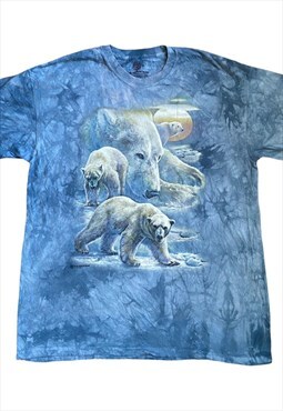 2011 The Mountain Polar Bear blue tie dye tshirt