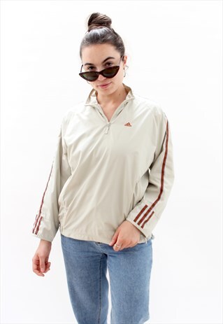 90'S RETRO BEIGE 1/4 ZIP TRACK JACKET