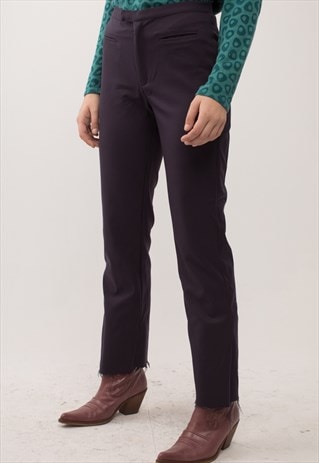 PLUM HIGH WAISTED RIPPED TROUSERS