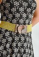 VINTAGE 70S BOHO BEADED STRETCHY BELT WITH WOODEN BUCKLE