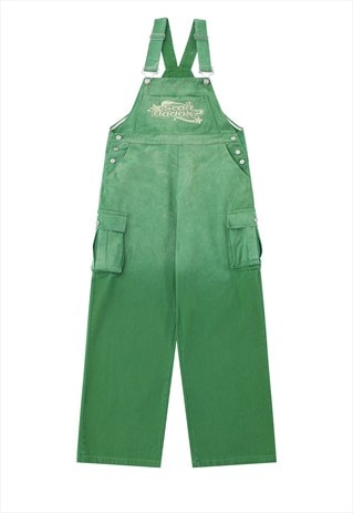Denim dungarees jean overalls gradient jumpsuit in green