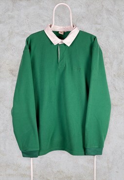 Vintage Cotton Traders Green Fleece Rugby Polo Shirt XXL