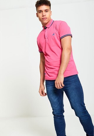 MENS PINK D-ROCK BIRD POLO SHIRT