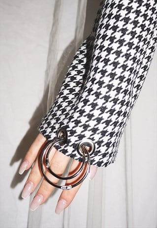VINTAGE REWORKED HOUNDSTOOTH CHAIN BLAZER JACKET