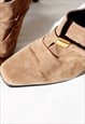 SQUARE TOE 90S HEELS GENUINE SUEDE LEATHER VINTAGE SHOES 