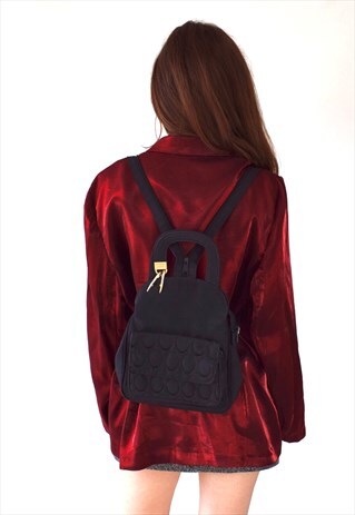 VINTAGE 80S-90S QUILTED GOLD LOCK DETAIL SMALL BACKPACK