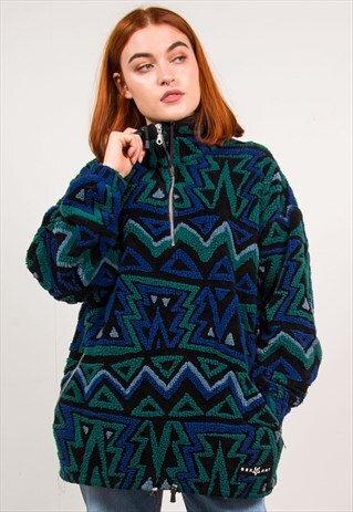 VINTAGE 1/4 ZIP TEDDY FLEECE JUMPER