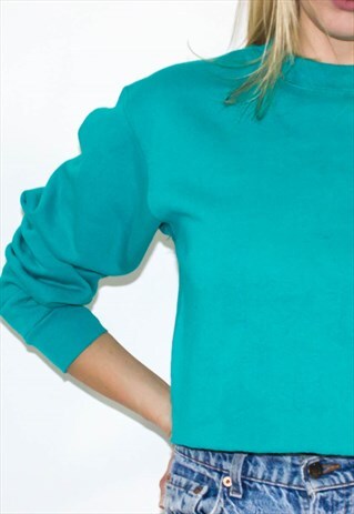RETRO 90'S CROPPED TURQUOISE SWEATSHIRT