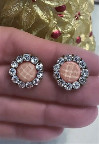 PINK SHIMMER DIAMONTE LARGE STUD EARRINGS