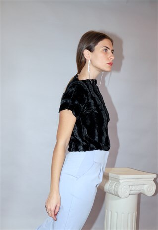 VINTAGE PARTY FAUX FUR TOP