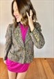 1970's vintage rainbow boucle blazer with lion buttons