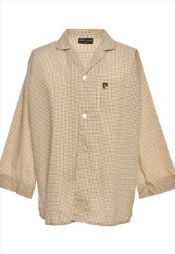 Brown & Cream Pierre Cardin Printed Shirt - L