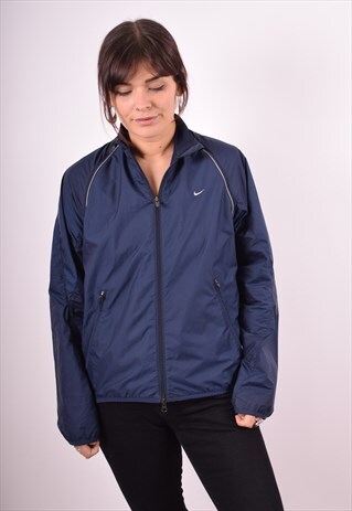 NIKE WOMENS VINTAGE JACKET SMALL BLUE 90S