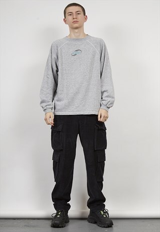 VINTAGE 90'S ASICS GREY LOGO SWEATSHIRT