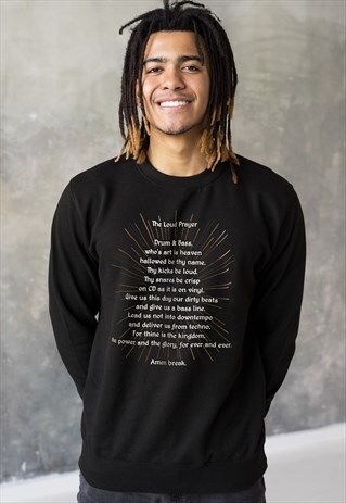 DRUM & BASS PRAYER SWEATSHIRT MENS JUMPER PULLOVER TOP HOODY