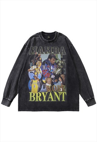 KOBE BRYAN T-SHIRT MAMBA VINTAGE WASH TOP BASKETBALL TOP