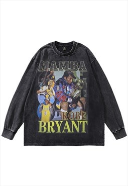 Kobe Bryan t-shirt Mamba vintage wash top basketball top