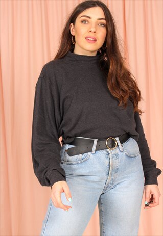 VINTAGE 90S TURTLE NECK JUMPER IN GREY