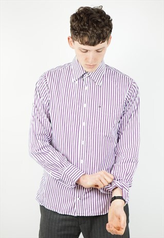 VINTAGE TOMMY HILFIGER STRIPED PURPLE SHIRT