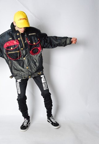 DESCENTE VINTAGE 90S KHAKI BLACK SKI JACKET