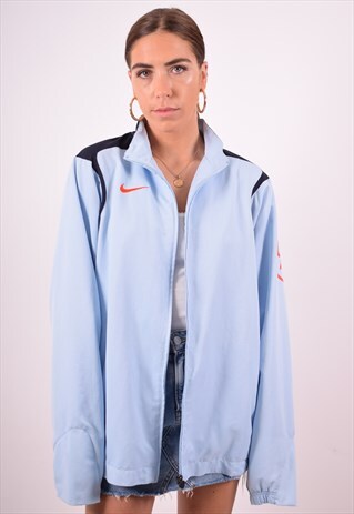 NIKE WOMENS VINTAGE TRACKSUIT TOP JACKET LARGE BLUE 90S