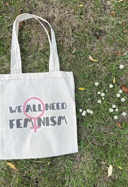 WE ALL NEED FEMINISM printed tote bag 
