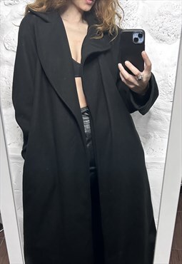 Black Maxi Minimal Woman Coat - XXL