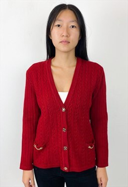 VIntage 70s wool red cardigan 