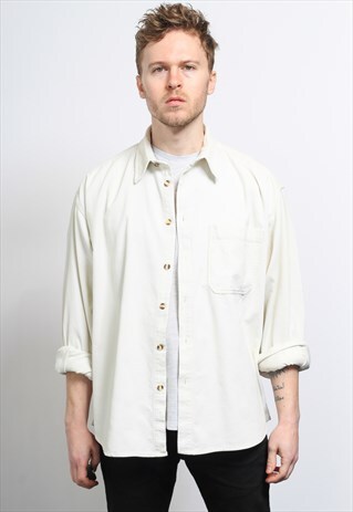 VINTAGE CORDUROY CORD SHIRT WHITE