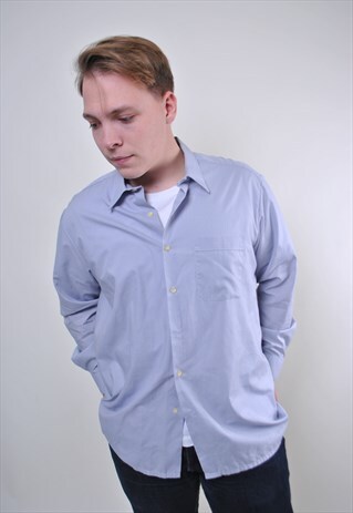 VINTAGE MEN GRAY MINIMALIST LONG SLEEVE SHIRT