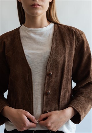 VINTAGE 70S BOHO JACKET IN SUEDE BROWN