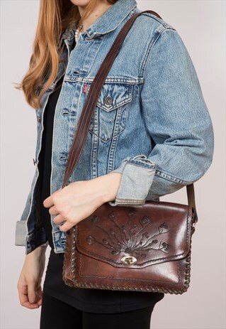 TOOLED FLORAL SHOULDER BAG