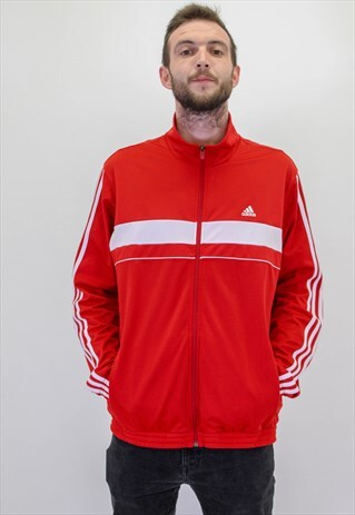 VINTAGE ADIDAS JACKET IN RED LARGE