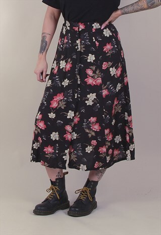 VINTAGE 90'S FLORAL MAXI BUTTON DOWN SKIRT /A11057