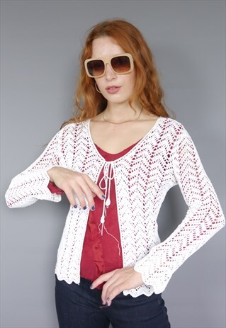 VINTAGE Y2K CROCHET FLARED SLEEVE CARDIGAN