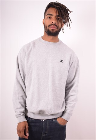 CHAMPION MENS VINTAGE SWEATSHIRT JUMPER LARGE GREY 90S